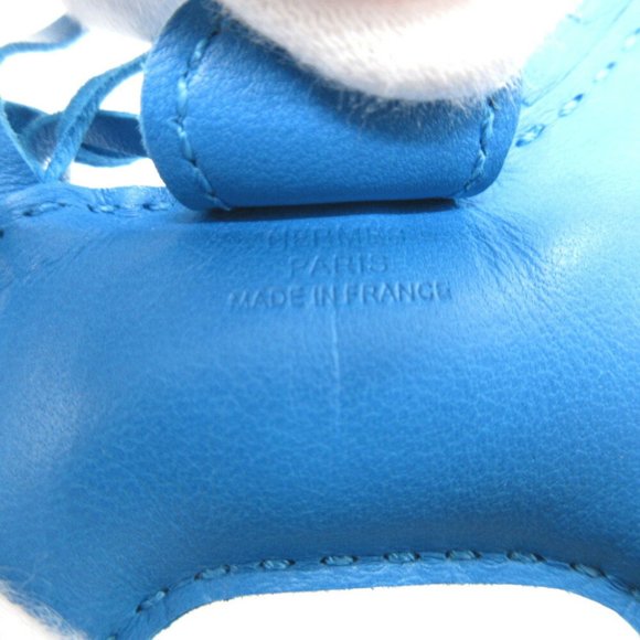 HERMES Rodeo Charm PM U Engraved Anew Milo Blue Zanzibar Bag Keychain 0027 - Picture 4 of 4